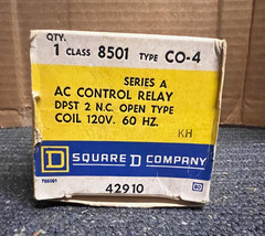 SQUARE D 8501-CO-4 Series A AC Control Relay DPST 2NC Open Type 120V Coil