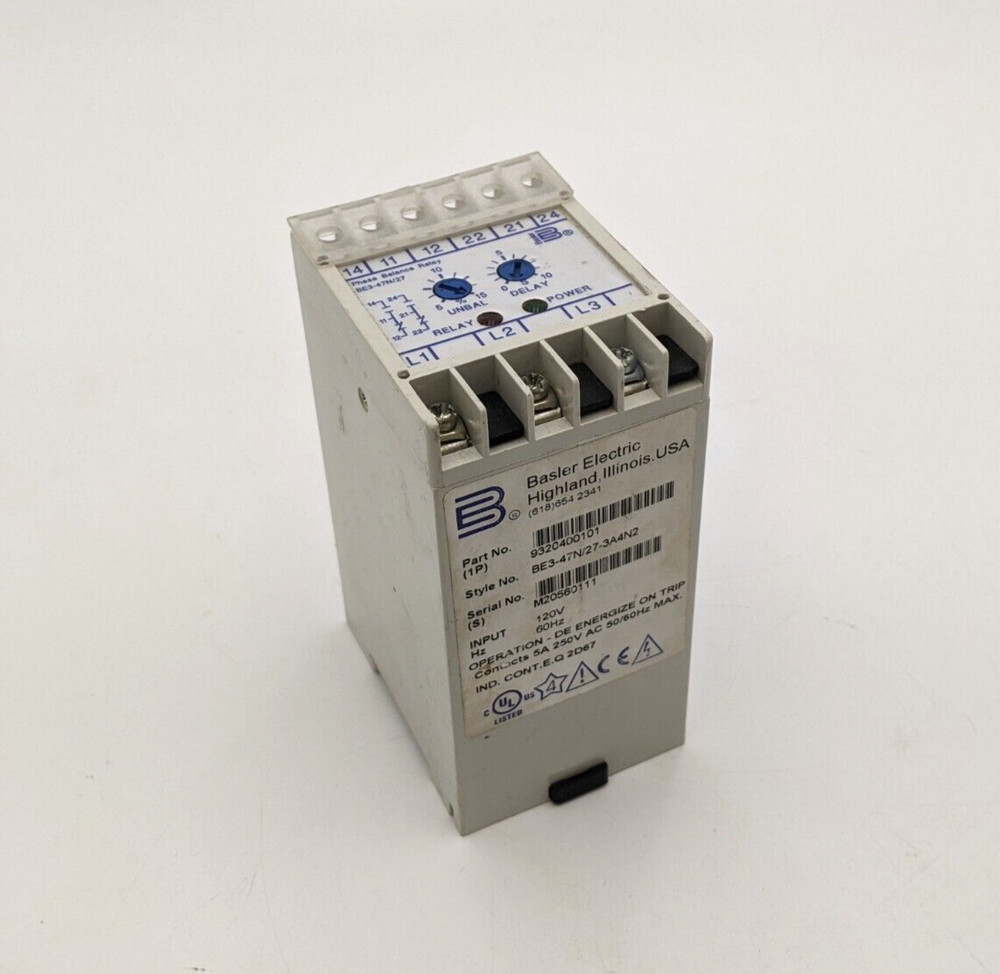 Basler BE3-47N/27-3A4N2 Phase Balance Undervoltage Relay 120V 60Hz 3PH 3 Wire