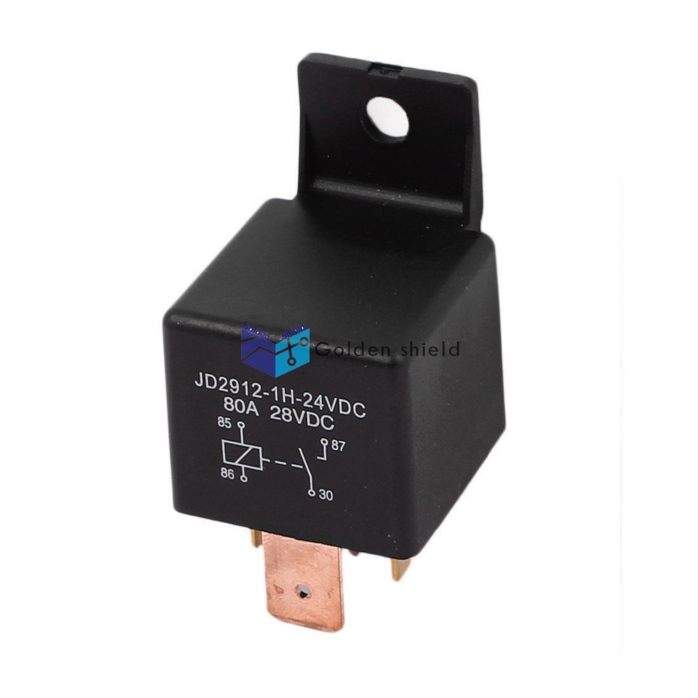 JD2912 DC 80A 4 Pin SPDT Power Electromagnetic Relay Pin Width Black 24V 9mm✦Kd