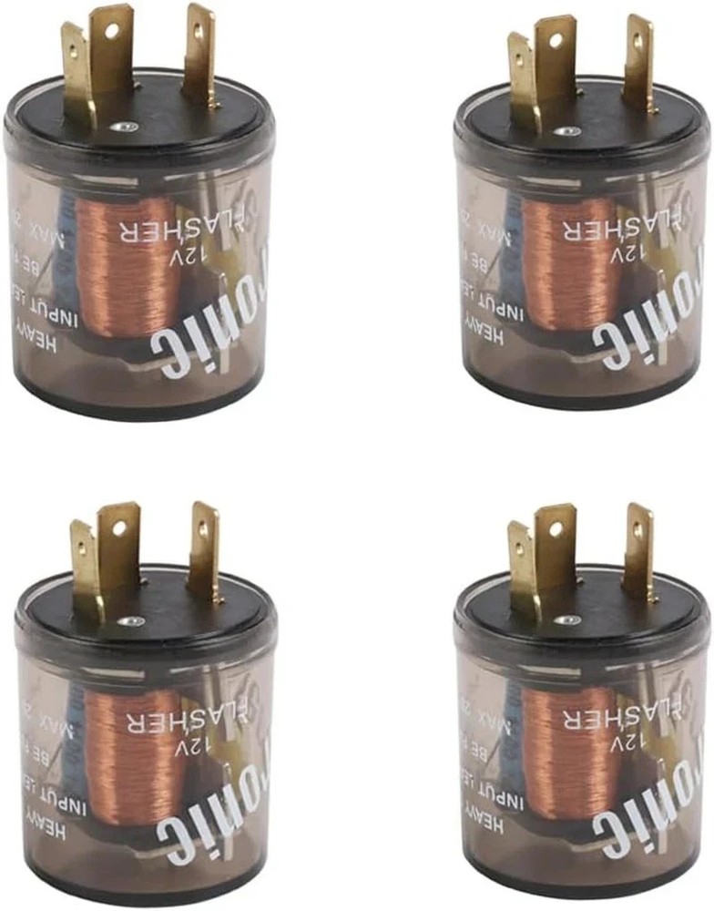 4 Pcs 12V 3 Pin Electronic LED Flasher Relay round Heavy Duty Electronic Turn Si