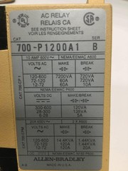 ALLEN BRADLEY AC Relay 700-P1200A1 SER B Used #92924