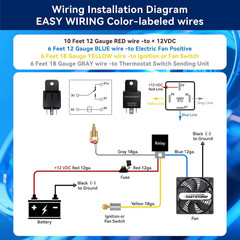 Electric Fan Relay Kit 60 AMP Waterproof Relay Kit with Temperature Sensor Switc