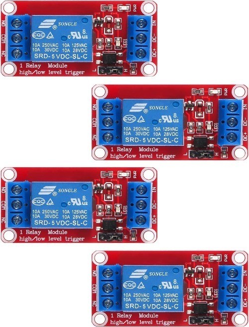 4pcs DC 5V Relay Module 1 Channel Switch Board Optocoupler Isol Color: 5V-4pcs