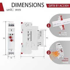 GRT8 B1 AC 230V Time Relay Delay Timer Adjustable 0.1s 10 Days DIN Rail 16A
