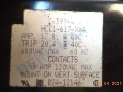 Heinemann Silic-O-Netic HVAC Prot Mag Relay HCC1-617-XXA
