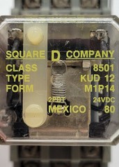 Square D 8501KUD12 Relay w Socket 10A 240V 8Pin 24V Coil Series C Form M1P14