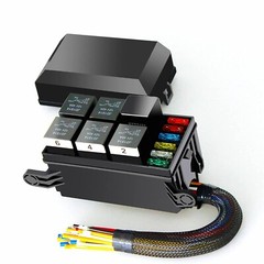 12V Fuse & Relay Box With 5pcs JD1914 40A And 1pcs 4pin Relay 6 ATC ATO Tool NEW