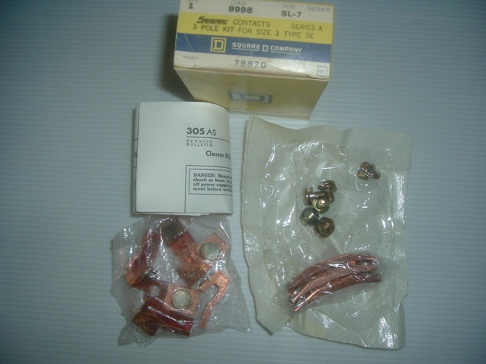 NEW SEALED IN BAGS Square D 9998SL7 Size3 Contact Kit 3 Pole 9998 SL7 78870