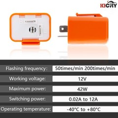 12V Speed Adjustable 2 Pin LED Electronic Flasher Relay for Motorcycle Turn S…