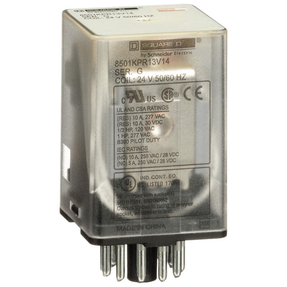 SCHNEIDER 8501KPR13V14 General Purpose Relay,24VAC, 10A, 11Pins 2DT14