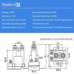 Amp 12V Solenoid Battery Isolator Starter Relay 4 Pin SPST