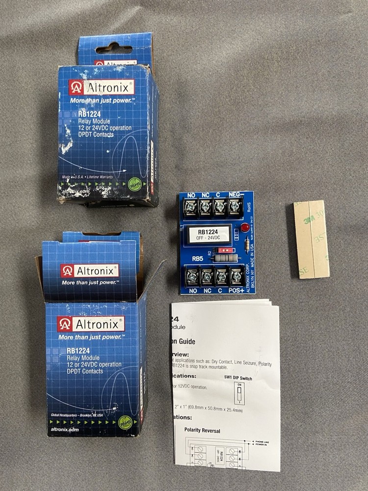 Qty 2 Altronix RB1224 Relay Modules12/24VDC DPDT for Control Equipment Panels