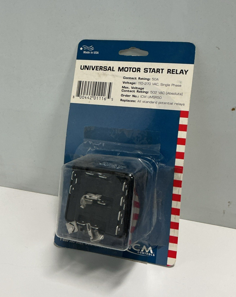 NEW, ICM CONTROLS, USMR50, UNIVERSAL MOTOR START RELAY, 50A. (2B-3)