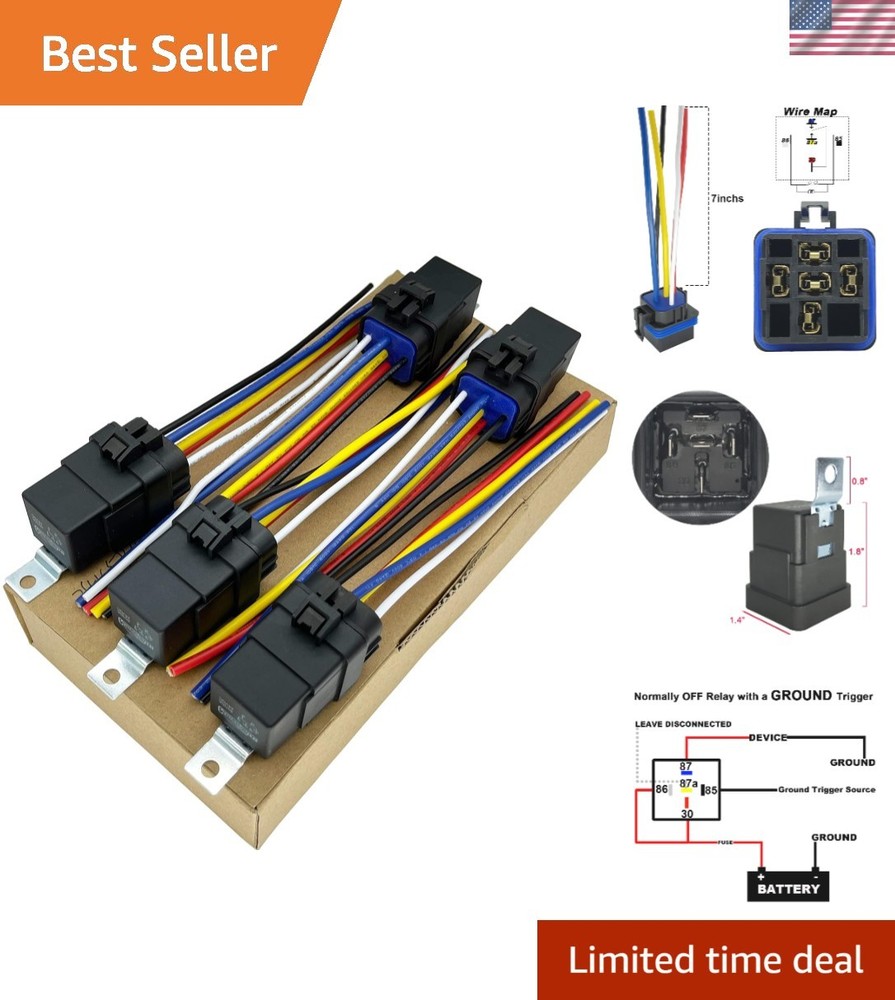 24V Waterproof Automotive Relay Kit 5-Pin SPDT 30/40A Pack of 5