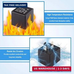 4 PCS Relays, 5 Pin Relay, 40A Waterproof Car Relays, 12V Relay Switch for Elect