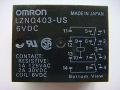 LOT FIVE (5) OMRON LZNQ403-US RELAYS [4PDT / 6VDC / 1A/2A] — New and Unused