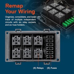 True Mods 12V DC Auto Waterproof Fuse 5-Pin Relay Box Block [6 Bosch Style Relay