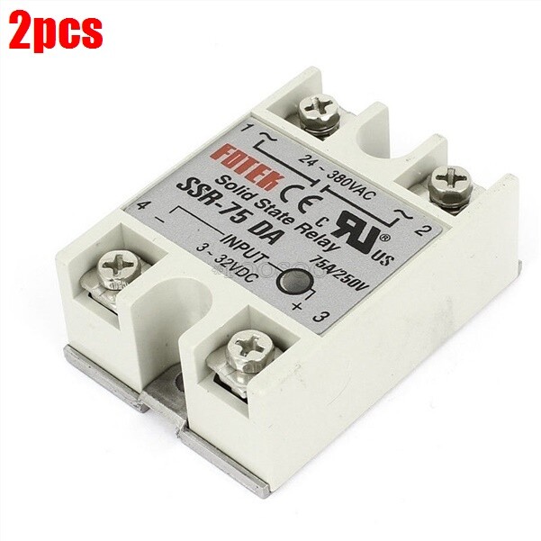 2Pcs 24V-380V 75A 250V SSR-75 Da Solid State Relay Module 3-32V Dc To Ac hk