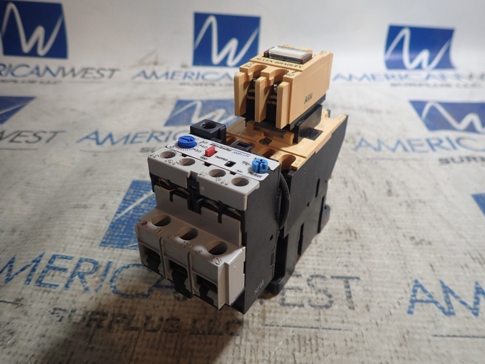 Allen Bradley 100-A12ND3 12 amp Contactor 3P with 193-A2E1 1.6-5.0 A 120v coil