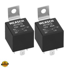 2 Pack JD1912 Car Relay, 12V 40A, 4 Pins SPST, Automotive Switches and Starte…
