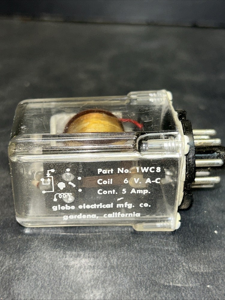 Globe Electrical 1WC8 Relay, 8-Pin, Coil 6V AC, 6 AMP new in original box
