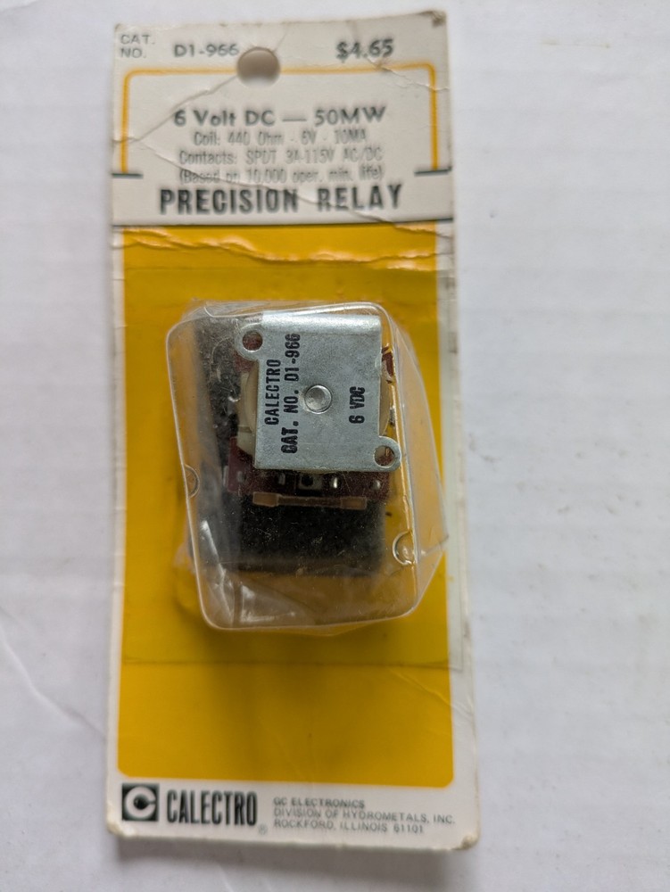 Precision Relay Calectro 6 Volt D1-966 New Old Stock GC Electronics