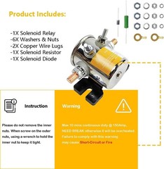 36 Volt Series Continuous Duty Solenoid Relay Nickel-Plating with Resistor & …