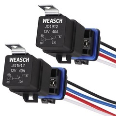 2 Pack Waterproof Relay Kit 12V 40A 4 Pin SPST Heavy Duty 14 AWG Tinned Co