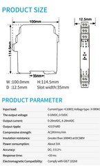 Analog Signal Isolator 4-20mA 0-10V 0-5V 1-5V 0-20mA Ultra-Thin 1 In 2 Out