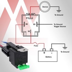 APIELE 4 Pin Relay 12V 40A With 30A Fuse DC SPST Fused Normally Open 1NO With…