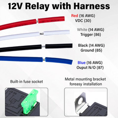 Sixzoo 3 PCS 4-Pin 12V Fuse Relay Switch Harness Set, 12V Relay with Harness, 30
