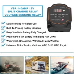 Split Charge Relay 12V 140 Amp Smart Dual Battery Isolator Manual/Auto Modes …