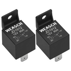 2 Pack JD1912 Car Relay, 12V 80A, 4 Pin SPST, Automotive Switches and Starters,