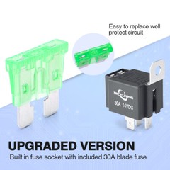 6PCS 5-Pin Fuse Relay Switch Harness Set 12V 30A SPST Relays with 14AWG Wire