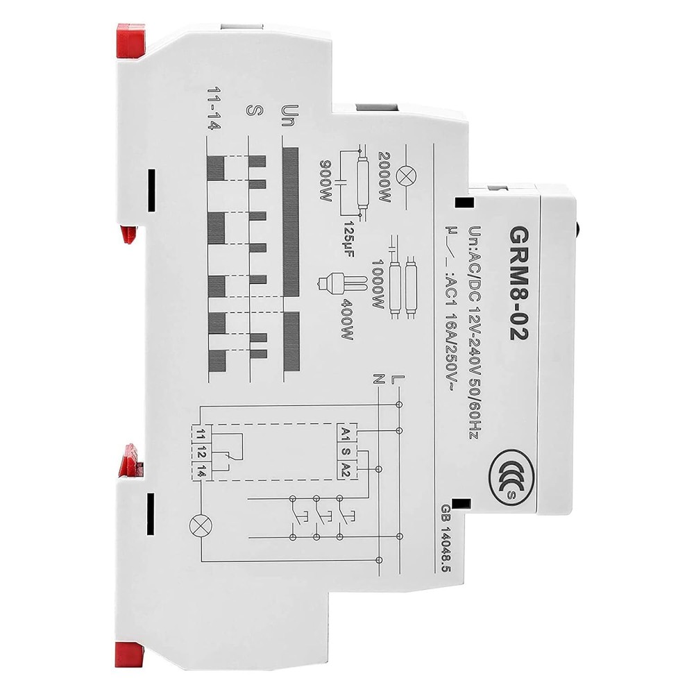 Electronic Latching Relay 16A GRM8-02,AC/DC12V~240V Memory Relay Impulse Relay