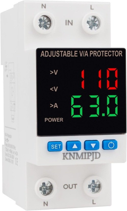 Adjustable Voltage Protector AC DC 110V 63Amp Smart Circuit Breaker Over Under