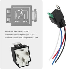 4Pin 12V Relay with 30A Fuse,SPST Normally Open Car 14 AWG
