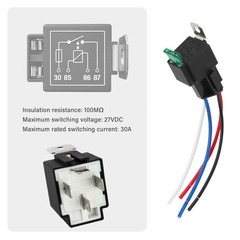 “4 Pin Relay 12V 40A with 30A Fuse DC SPST Fused Normally Open 1NO with 14 AWG H