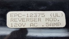 ARTISAN CONTROLS CORP Model EPC-12375 (UL) REVERSER MOD. 120V AC.