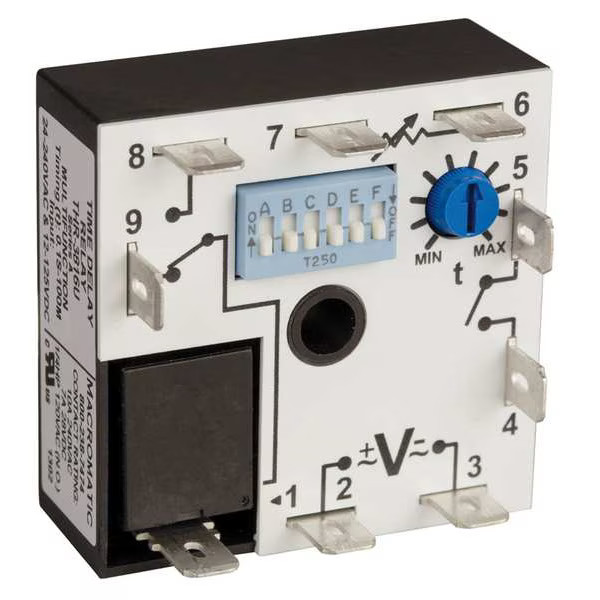 Multifunction Time Delay Relay, Square, Interval, Off Delay, On Delay, Single