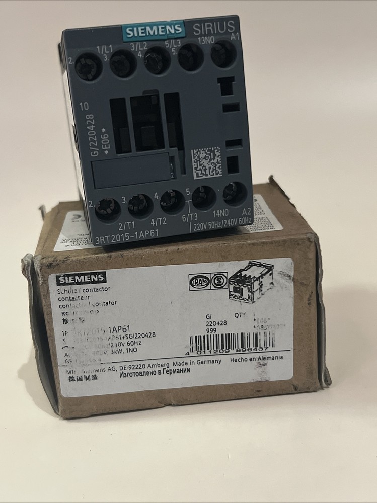 Siemens Contractor 3RT2015-1AP61, 220V 50Hz 240V 60Hz . New & Free Shipping