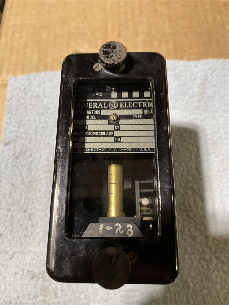 Vintage GE Adjustable Trip Relay GE Model 12PJC11A3 Type PJC Adj. 2-8 Amps