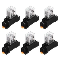 6Pcs DC 24V Electromagnetic Power Relay 8 Pin 5A Coil With LED Socket Base DPDT