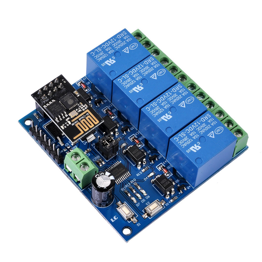 12V ESP8266 ESP-01 4 Channel WiFi Relay Module For IoT Phone APP Controller-