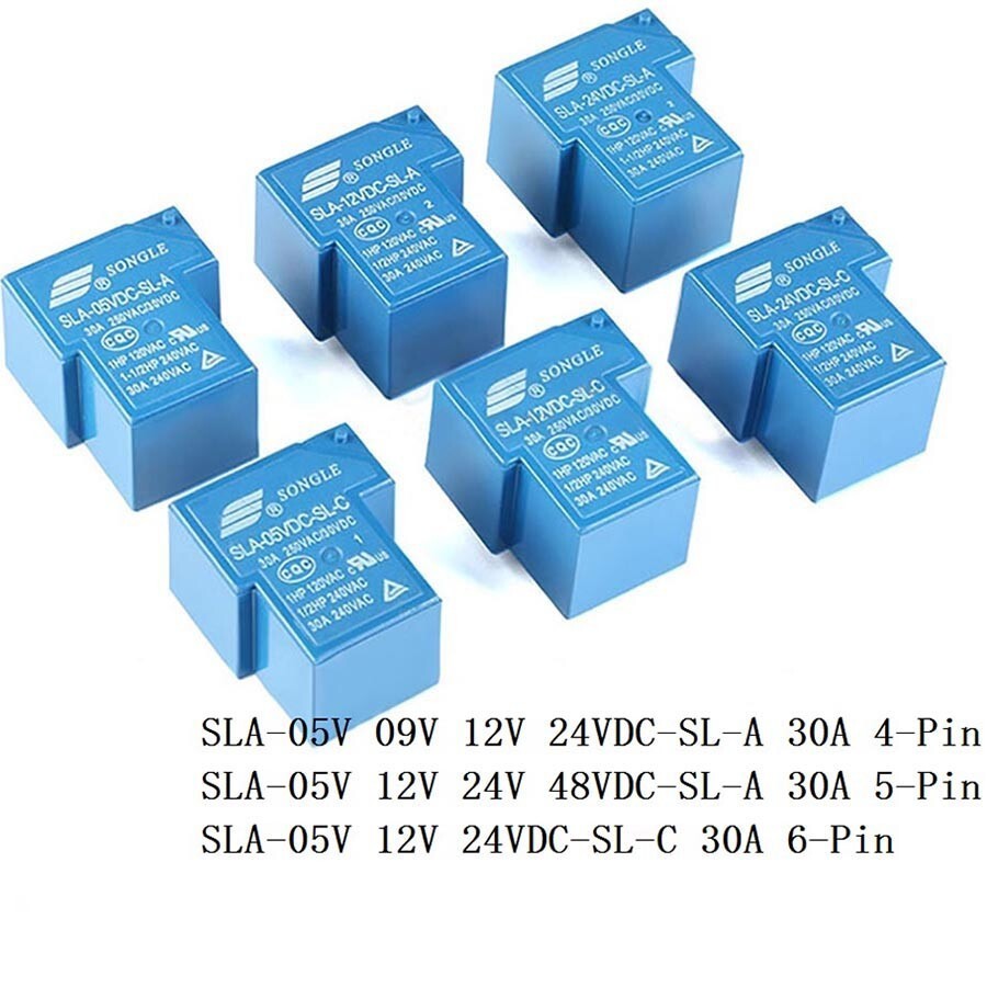 Blue SONGLE Power Relay SLA – 05 – 48V DC, SL – A/SL – C, 4/6 Pin, 30A, T90