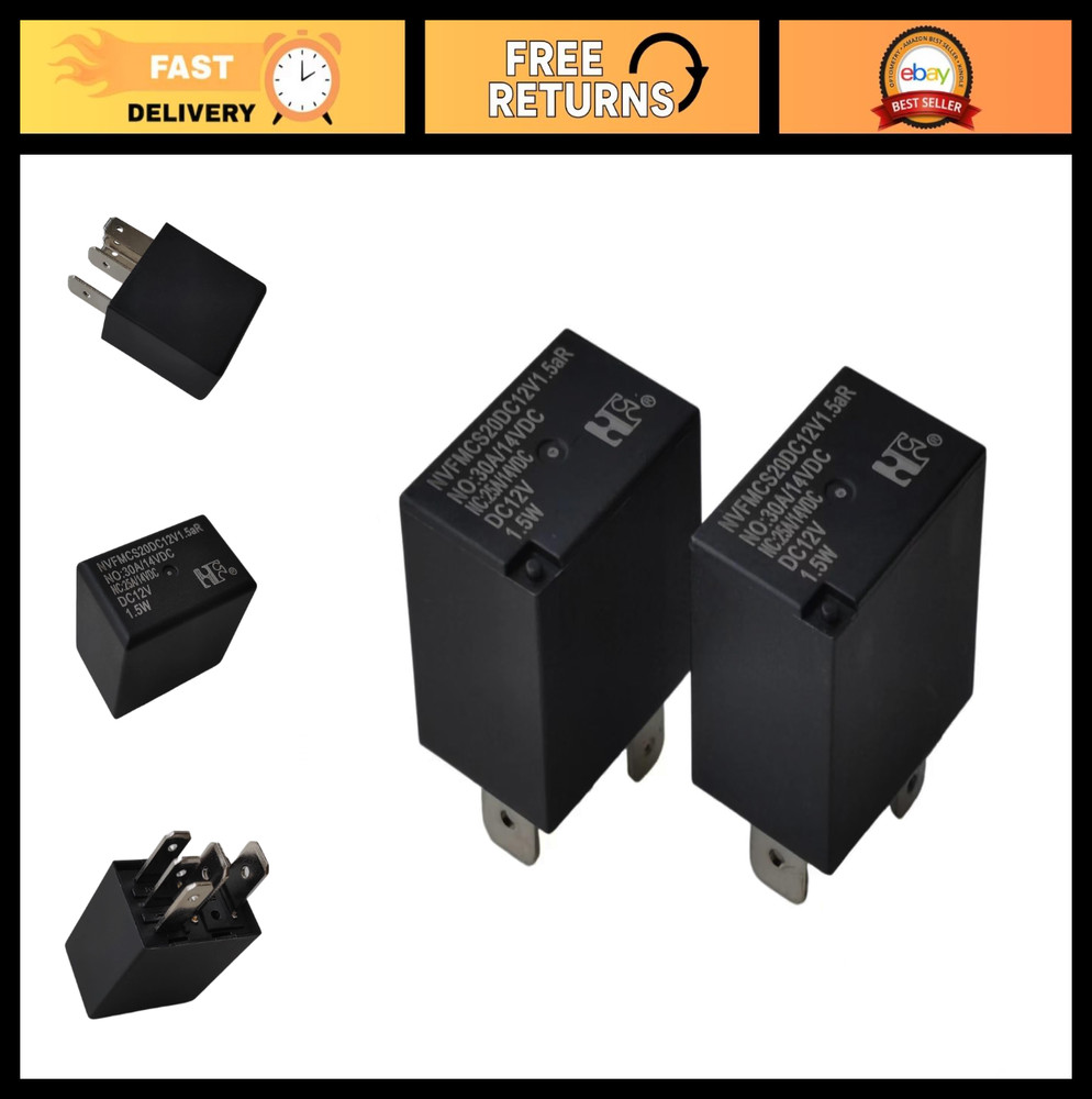 2pcs 12V DC 5Pin Automotive Power Relay, 1.5A, High-Performance, Durable Switch