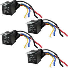 4 PCS JD2914 Car Relay Harness, 24V 40 Amp 5 Pin SPDT Automotive Relay with Colo