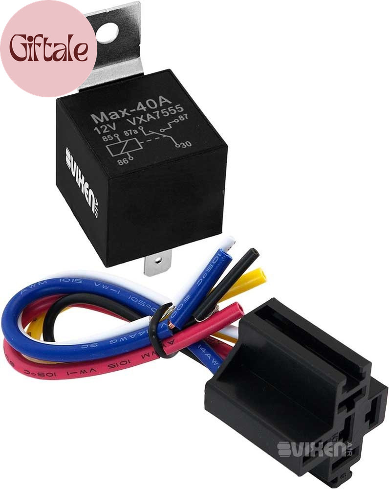 5-PIN Relay 40A/12V with Pre-Wired Plug/Socket for Horns/Compressors/Alarms/Fog