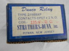 Struthers-Dunn Dunco Relay 219BBXPM Relay DPDT x 2 N.O. Coil 115Vdc – NOS