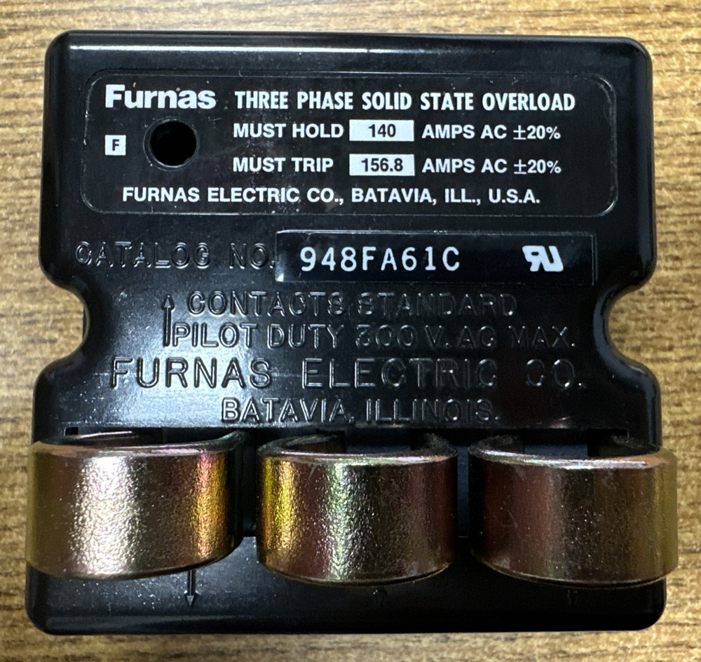 FURNAS 948FA61C SOLID STATE OVERLOAD RELAY AUTOMATIC RESET 112-168A **OPEN BOX**